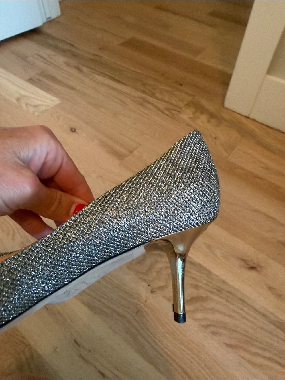 Jimmy Choo EVELYN Light Bronze Glitter Peep Toe Pump Shoes - Picture 7 of 7